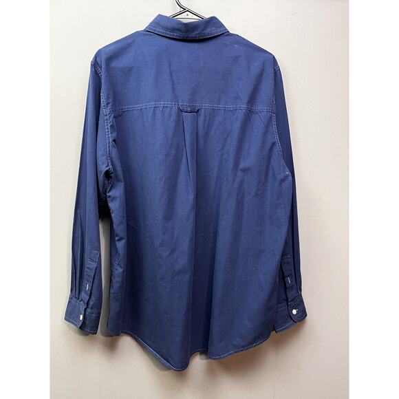 Chaps Ralph Lauren Button Down Shirt Mens‎ Large Blue Thick Stitch Preppy - Picture 2 of 9